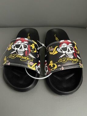 Ed Hardy Kids Pirate Skull Slides Toddler Size 12